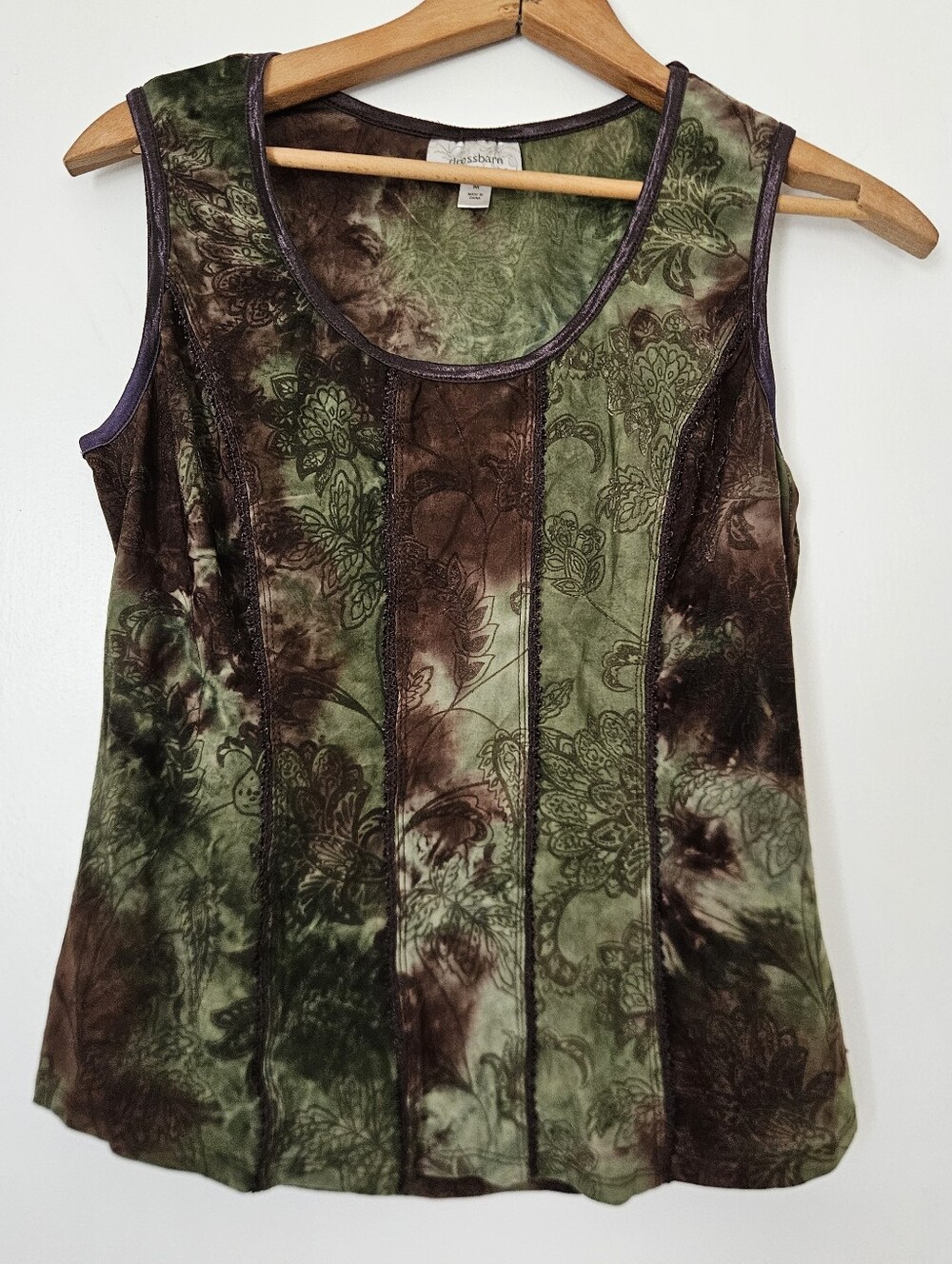 Y2K Whimsigoth Fairy Grunge Womens Top M Boho Hippie Forest 90s Velvet Burnout